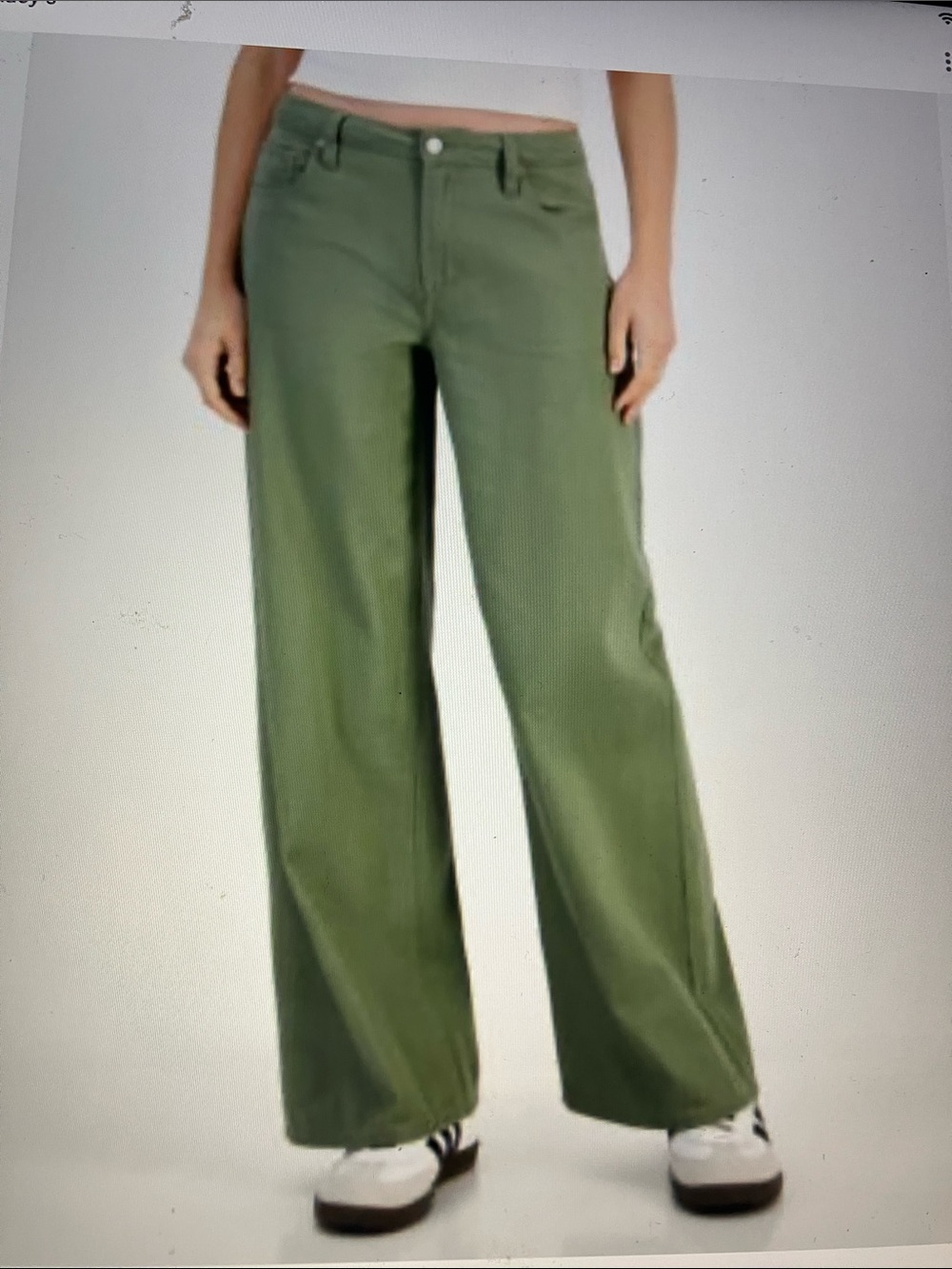 Vanilla star High-Waist Wide Leg Pants in Olive Green